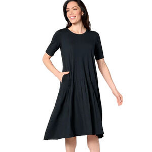 LOGO Lori Goldstein Rayon 230 Elbow Sleeve Drop Waist Lagenlook Lounge Dress XLP